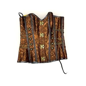 Steampunk Sexy Overbust Steel Boned Corset Brown Size Medium NWT